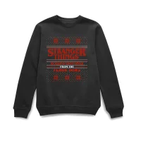 Stranger Things Seasons Greetings From The Upside Down Weihnachtspullover – Schwarz