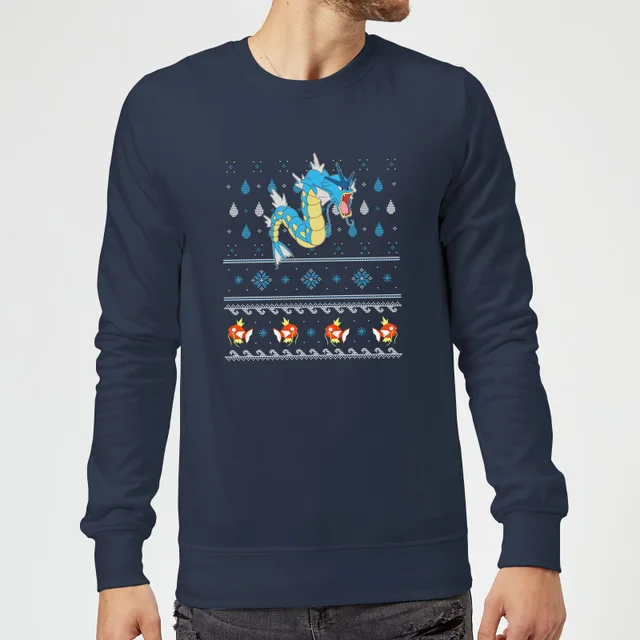 Pokemon Garados Christmas Weihnachtspullover – Navy