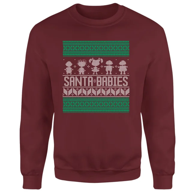Rugrats Santa Babies Weihnachtspullover – Burgund