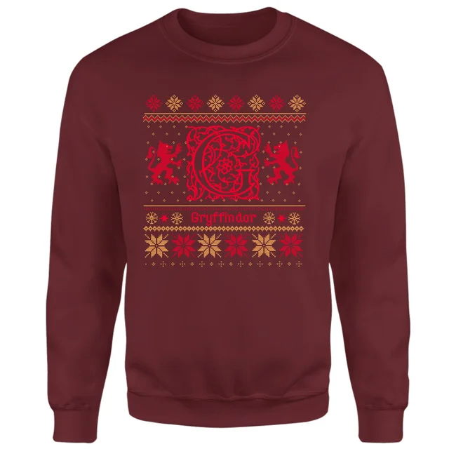 Harry Potter Gryffindor Christmas Weihnachtspullover – Burgund