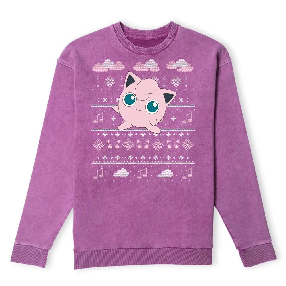 Pokemon Pummeluff Weihnachtspullover - Lila Acid Wash - S Bild 1