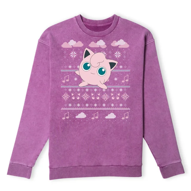 Pokemon Pummeluff Weihnachtspullover - Lila Acid Wash