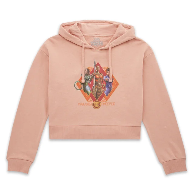 Wakanda Forever Nakia Okoye And Shuri Composition Frauen Cropped Hoodie - Dusty Pink