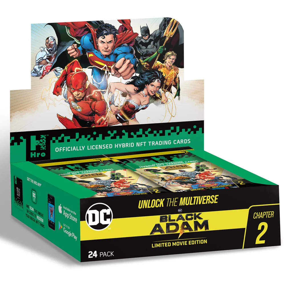 DC Unlock The Multiverse Black Adam 24-Pack Mega Booster Box – Hro Hybrid NFT Trading Cards, 168 Cards Bild 1