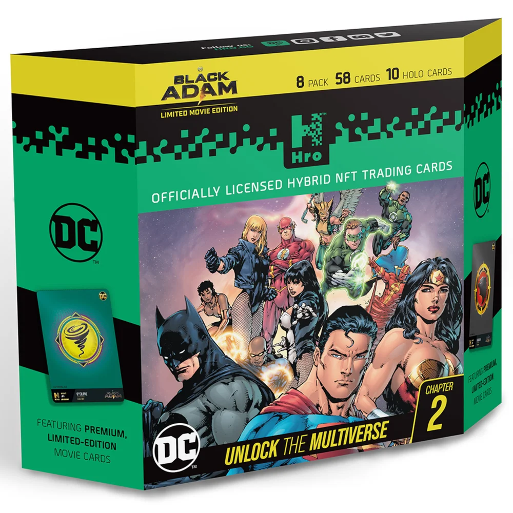 DC Unlock The Multiverse Black Adam 8-Pack Starter Pack – Hro Hybrid NFT Trading Cards, 58 Cards Starter Pack Bild 1