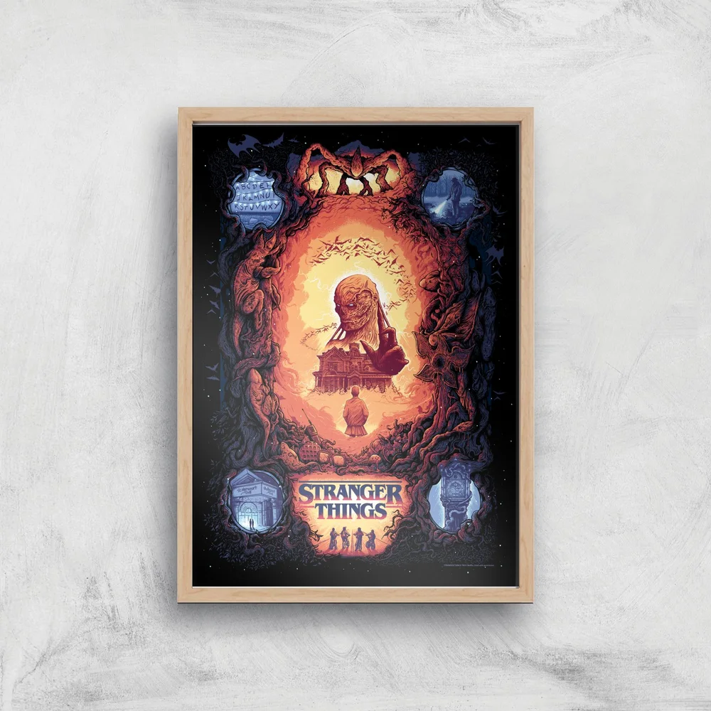 Stranger Things x Alex Hovey Vecna Illustration Giclee Art Print - A4 - Wooden Frame Bild 1