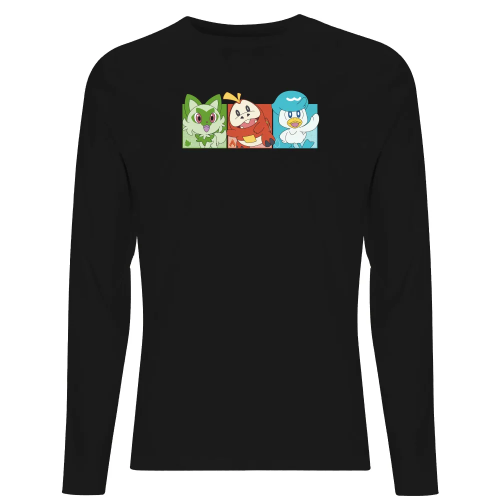 Pokémon 1st Starters Panels Unisex Long Sleeve T-Shirt - Black - S Bild 1