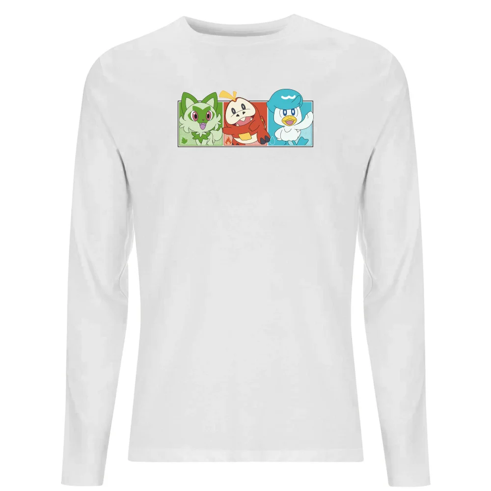 Pokémon 1st Starters Panels Unisex Long Sleeve T-Shirt - White - S Bild 1