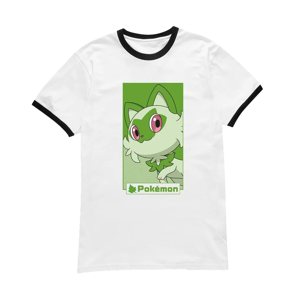Pokémon Sprigatito Unisex Ringer T-Shirt - White/Black - L Bild 1