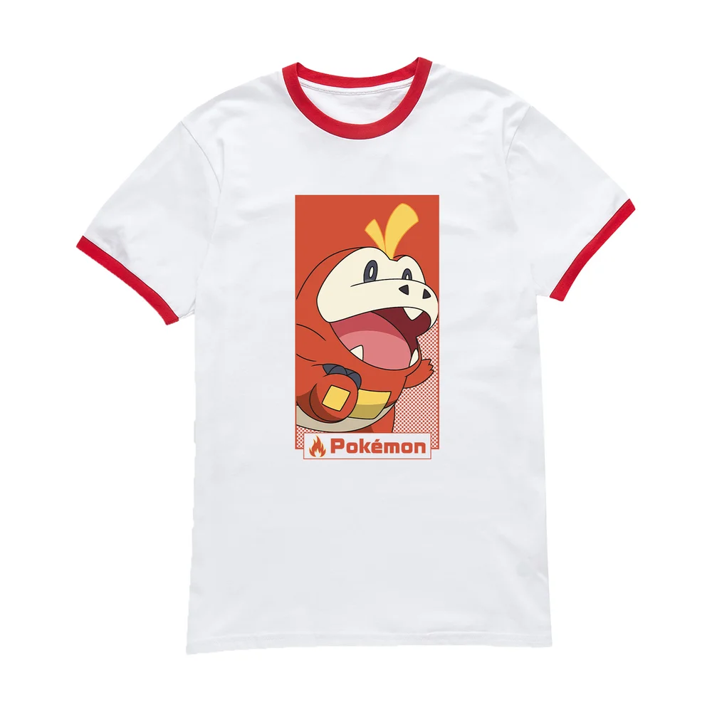 Pokémon Fuecoco Unisex Ringer T-Shirt - White/Red - S Bild 1
