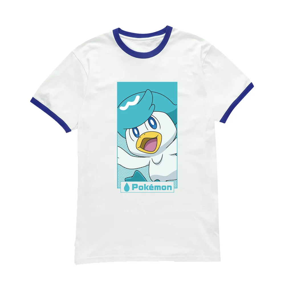 Pokémon Quaxly Unisex Ringer T-Shirt - White/Navy - S Bild 1