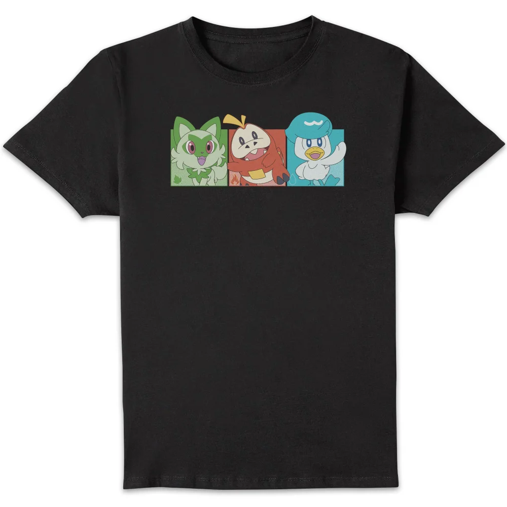 Pokémon 1st Starters Panels Unisex T-Shirt - Black - S Bild 1