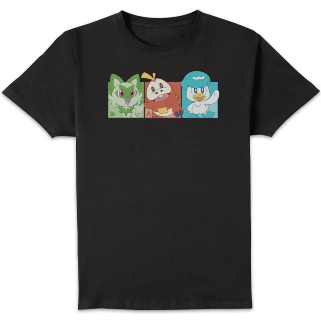 Pokémon 1st Starters Panels Unisex T-Shirt - Black