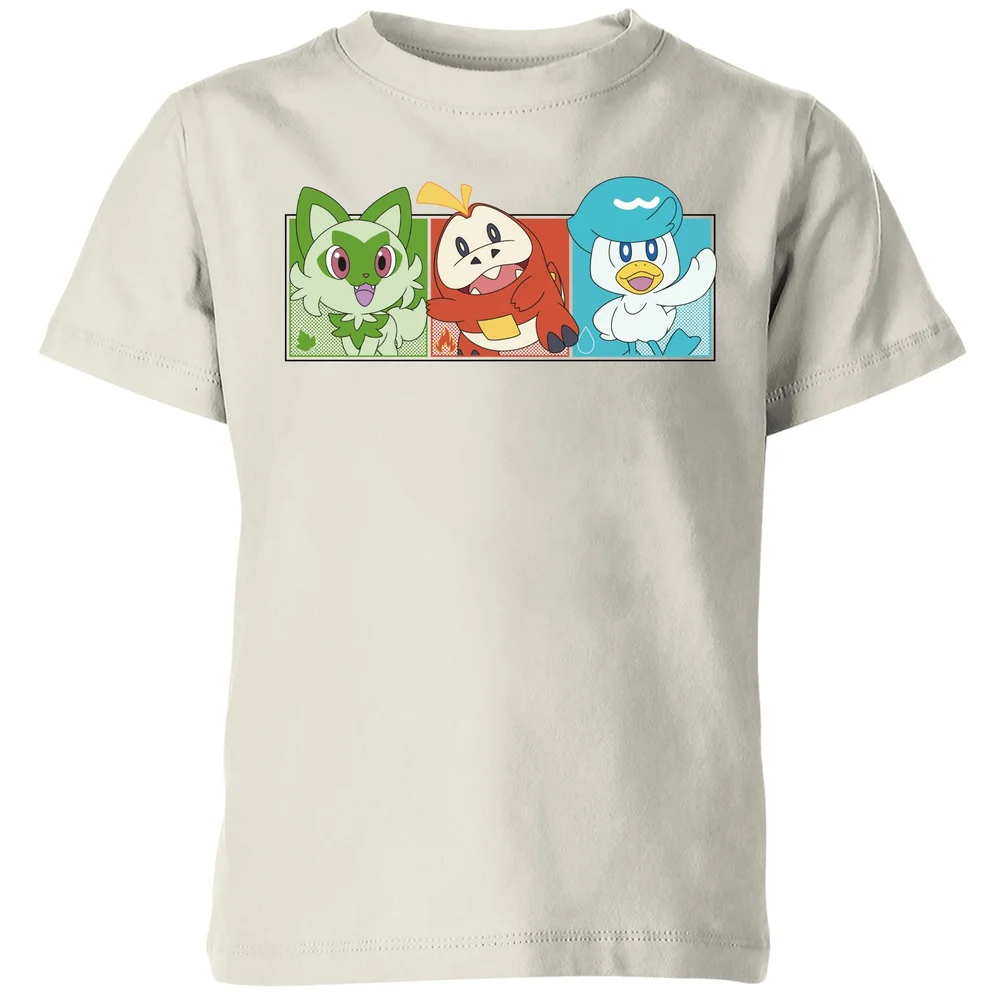Pokémon 1st Starters Panels Kids' T-Shirt - Cream - 5-6 Jahre Bild 1