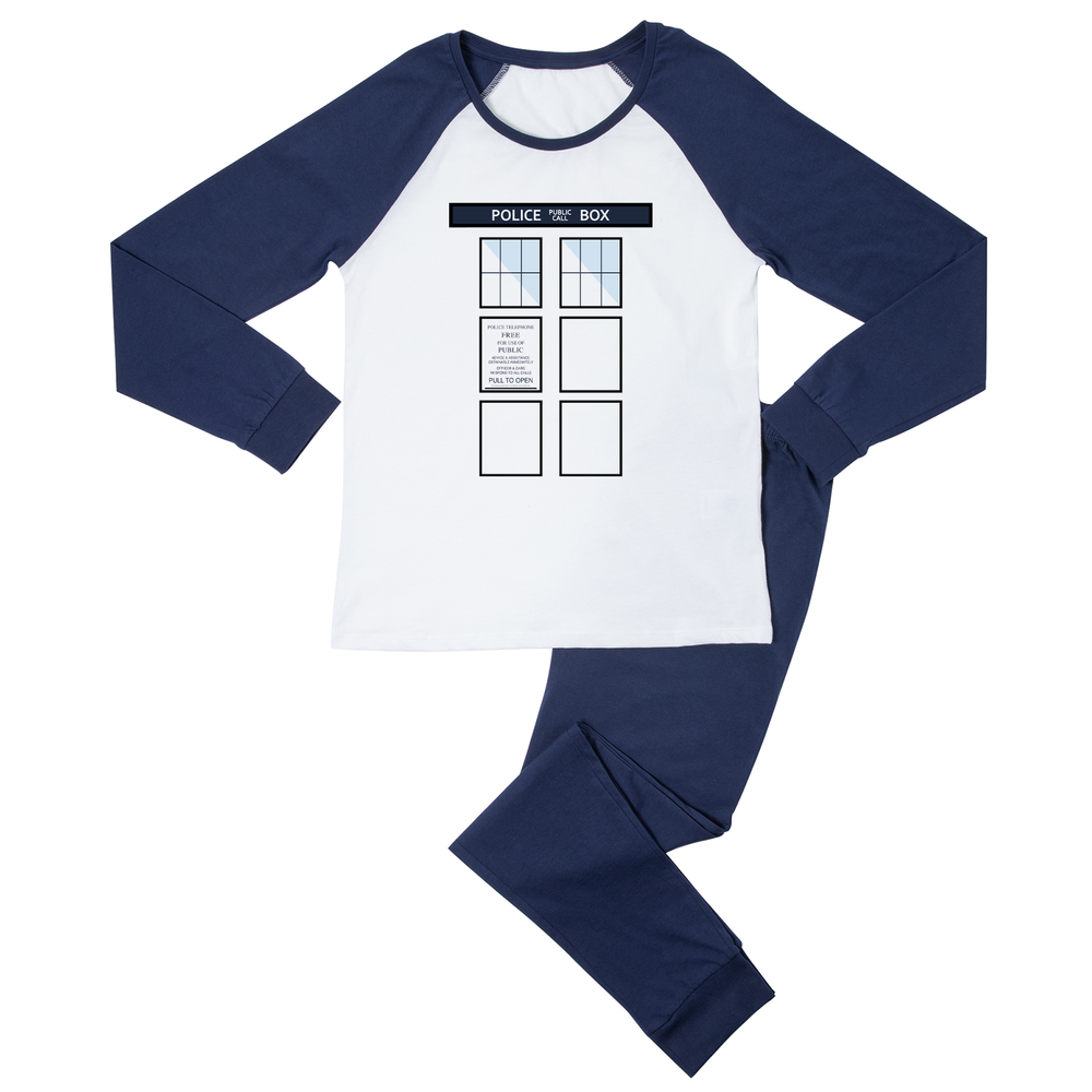 Doctor Who Phone Box Pyjama Set - Navy White - XS - Navy White Bild 1