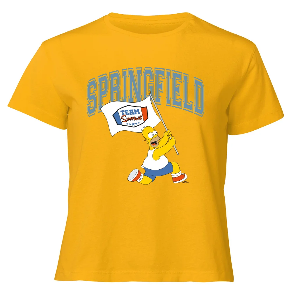 The Simpsons Springfield Team Women's Cropped T-Shirt - Mustard - XS - Senf Bild 1