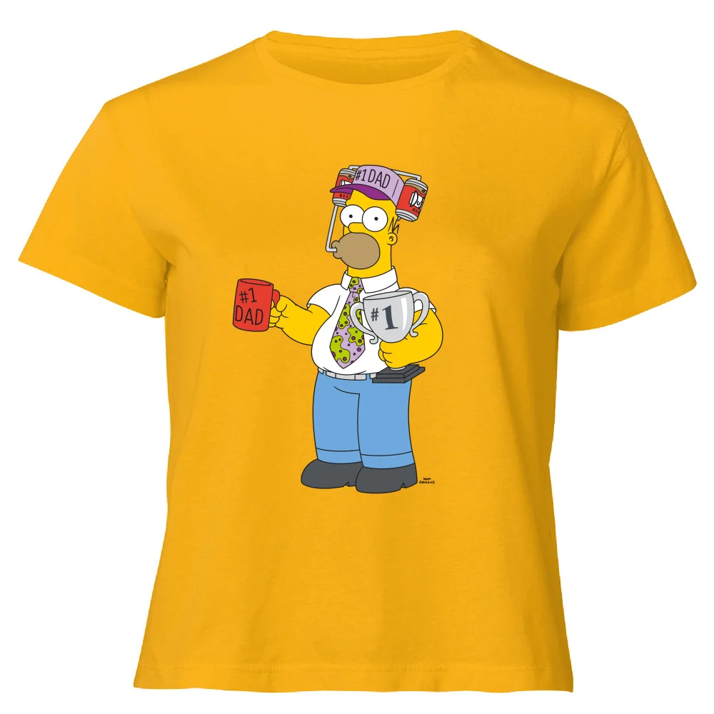 The Simpsons Homer Number 1 Dad Women's Cropped T-Shirt - Mustard - XS - Senf Bild 1