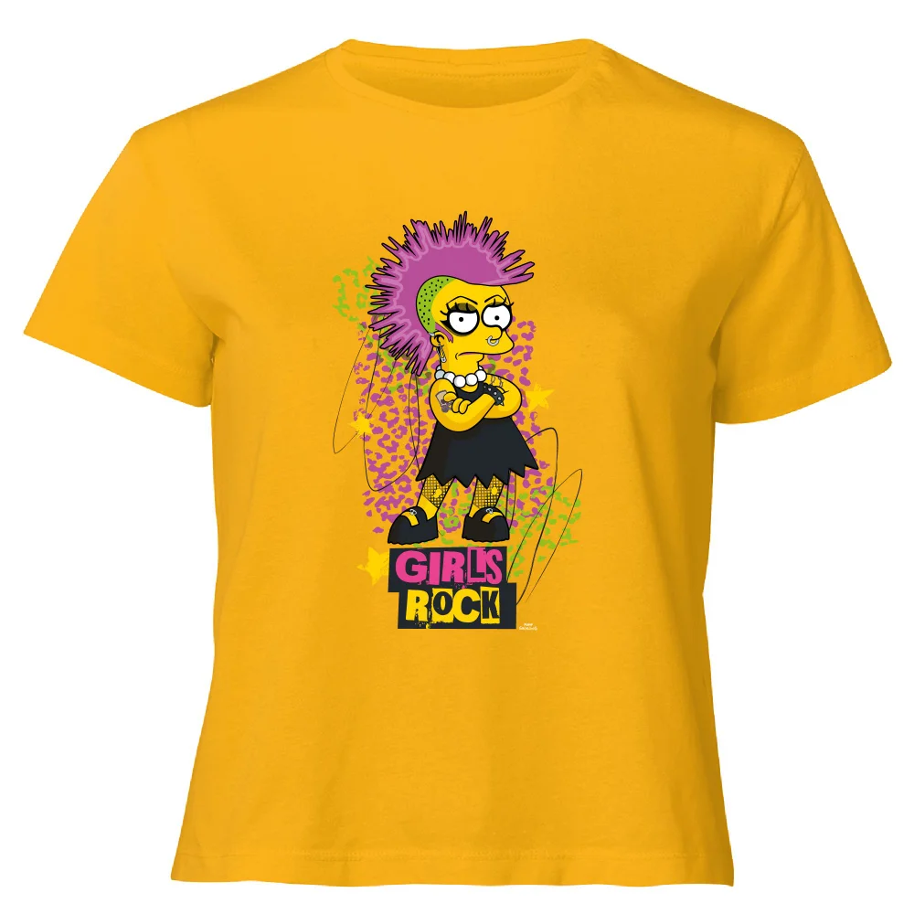The Simpsons Lisa Girls Rock Women's Cropped T-Shirt - Mustard - XS - Senf Bild 1