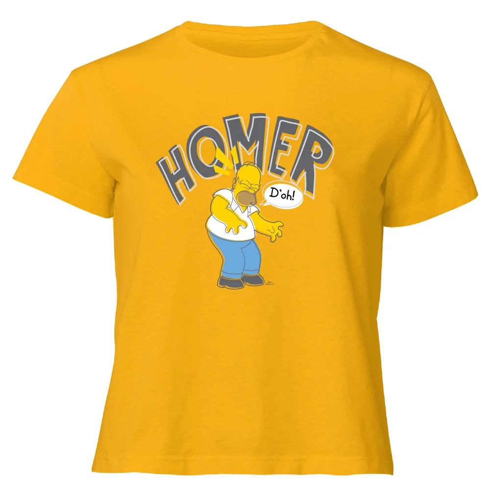 The Simpsons Homer D'Oh Women's Cropped T-Shirt - Mustard - XS - Senf Bild 1