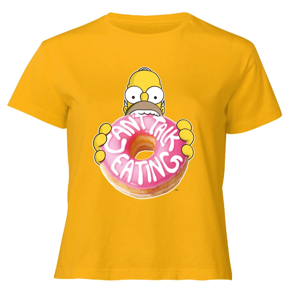 The Simpsons Homer Can't Talk Women's Cropped T-Shirt - Mustard - XS - Senf Bild 1