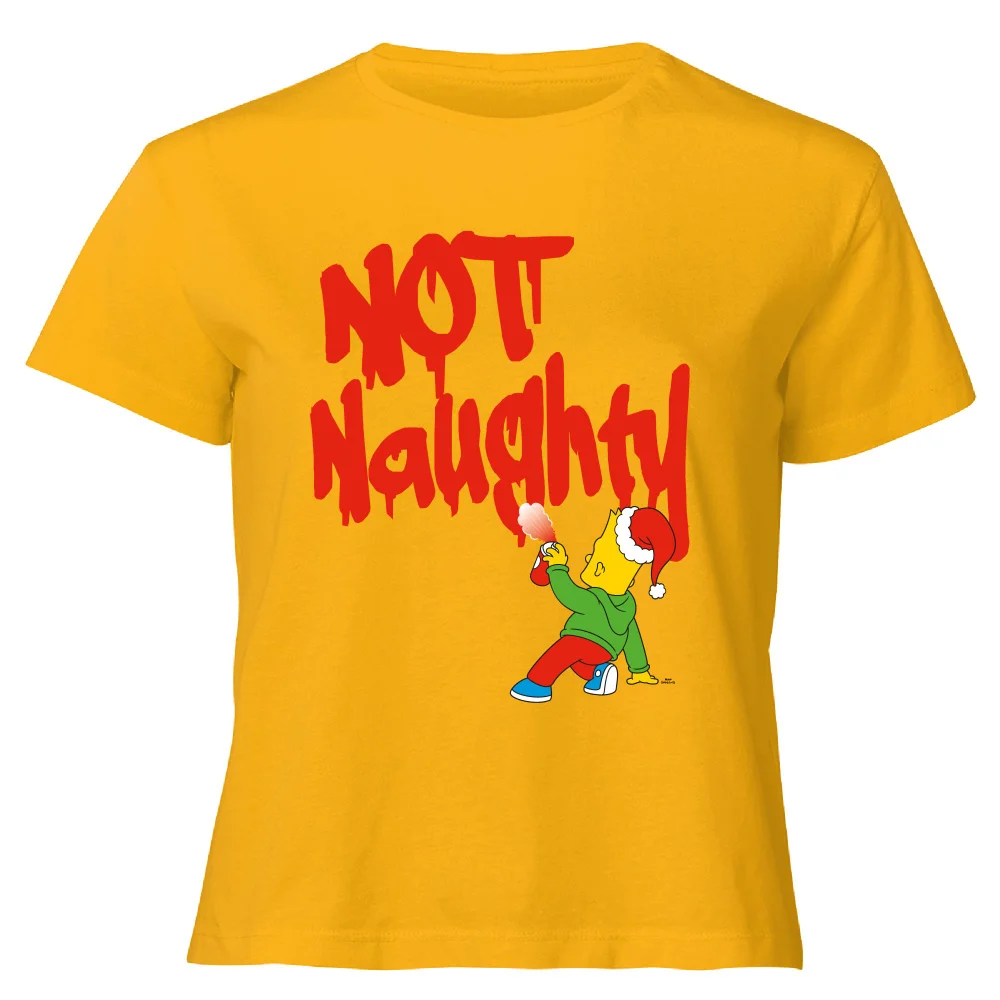 The Simpsons Bart Not Naughty Women's Cropped T-Shirt - Mustard - XS - Senf Bild 1