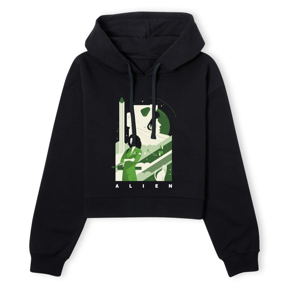 Alien Ripley Space Collage Women's Cropped Hoodie - Black - XS - Schwarz Bild 1