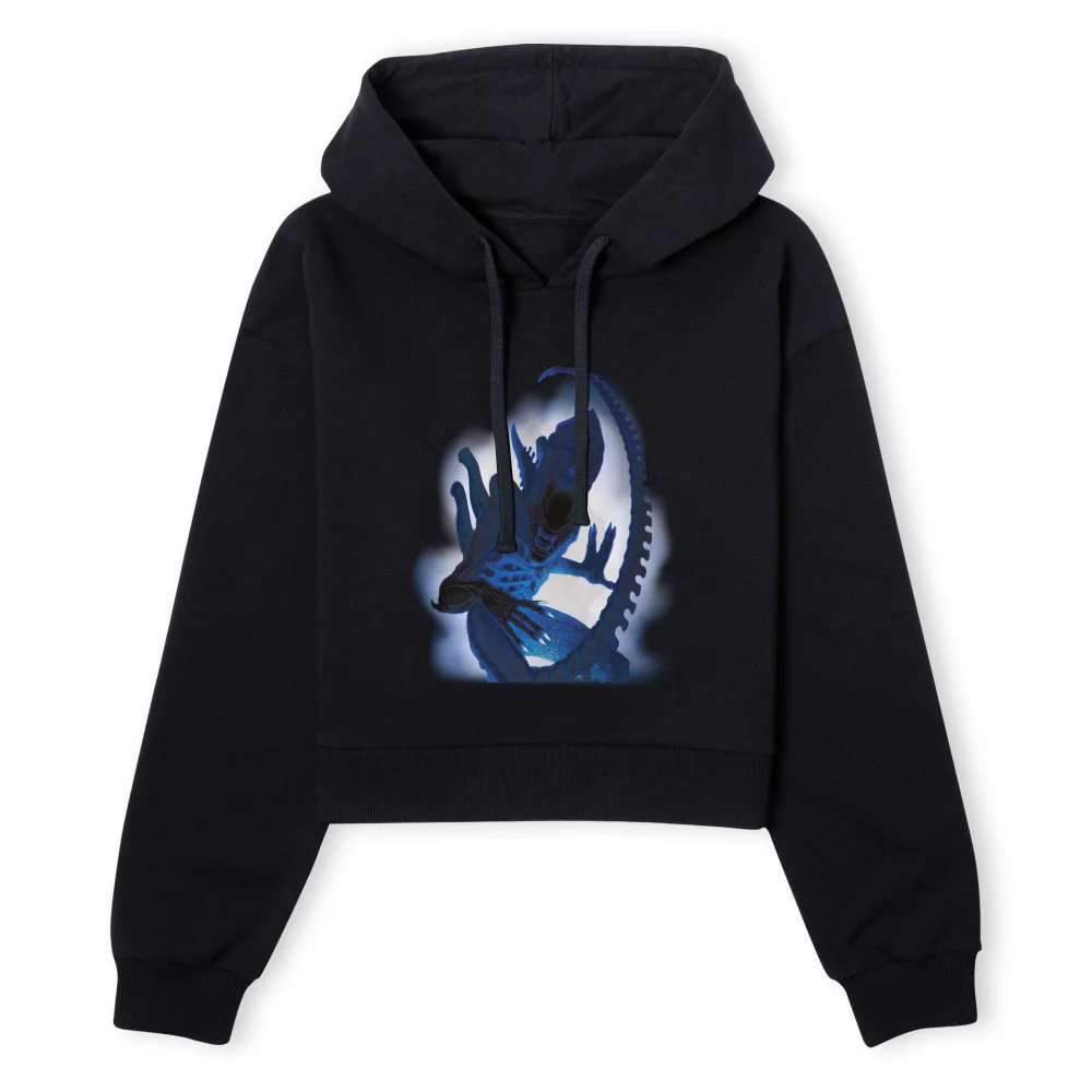 Alien Through The Smoke Women's Cropped Hoodie - Black - XS - Schwarz Bild 1