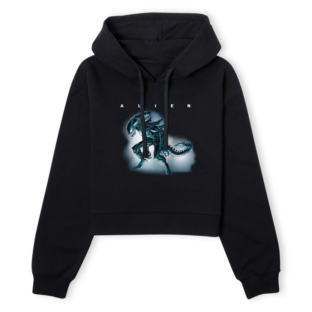 Alien Drooling Through Smoke Women's Cropped Hoodie - Black - XS - Schwarz Bild 1