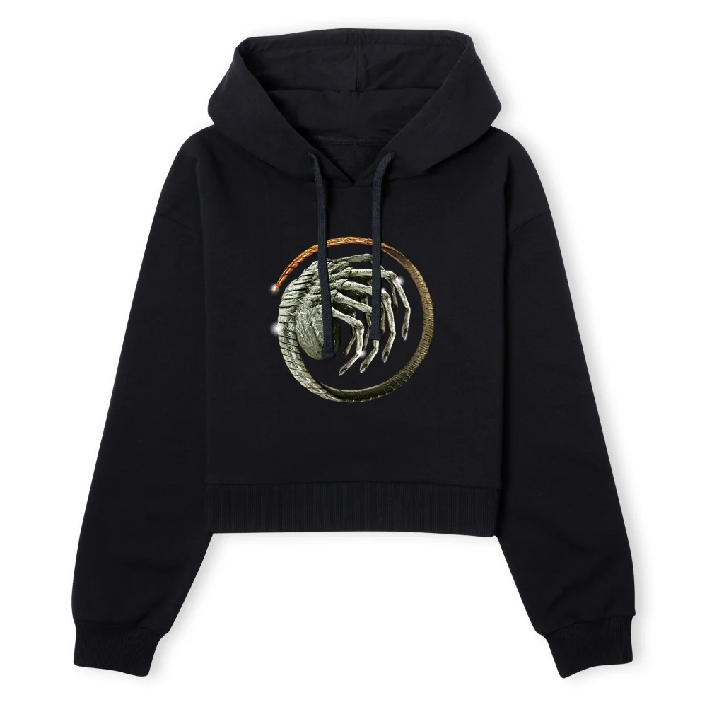 Alien Facehugger Curled Women's Cropped Hoodie - Black - XS - Schwarz Bild 1