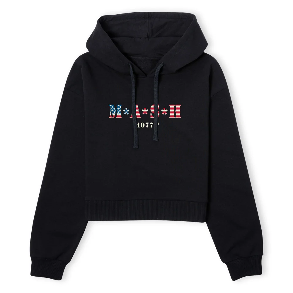 M*A*S*H US Flag Logo Women's Cropped Hoodie - Black - XS - Schwarz Bild 1
