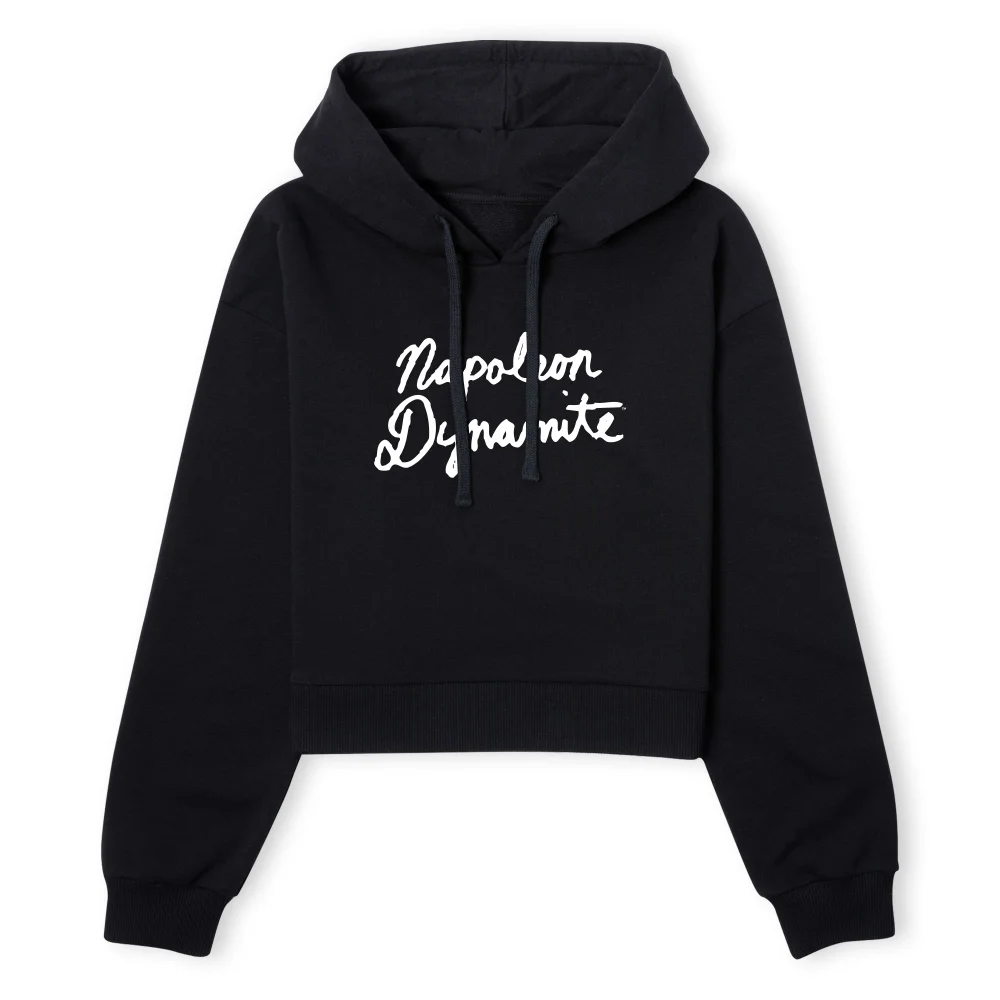 Napoleon Dynamite Script Logo Women's Cropped Hoodie - Black - XS - Schwarz Bild 1