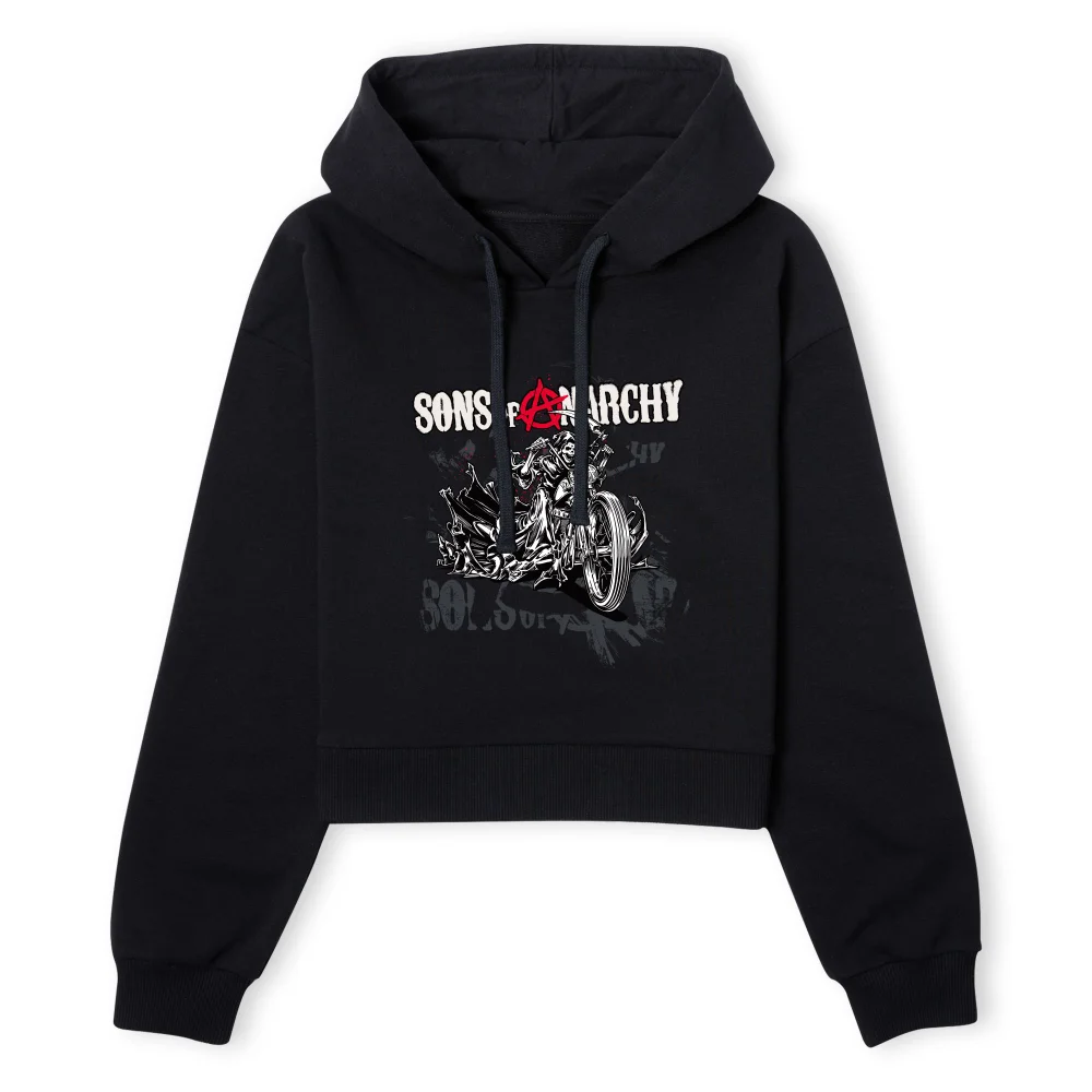 Sons of Anarchy Motorbike Reaper Women's Cropped Hoodie - Black - XS - Schwarz Bild 1