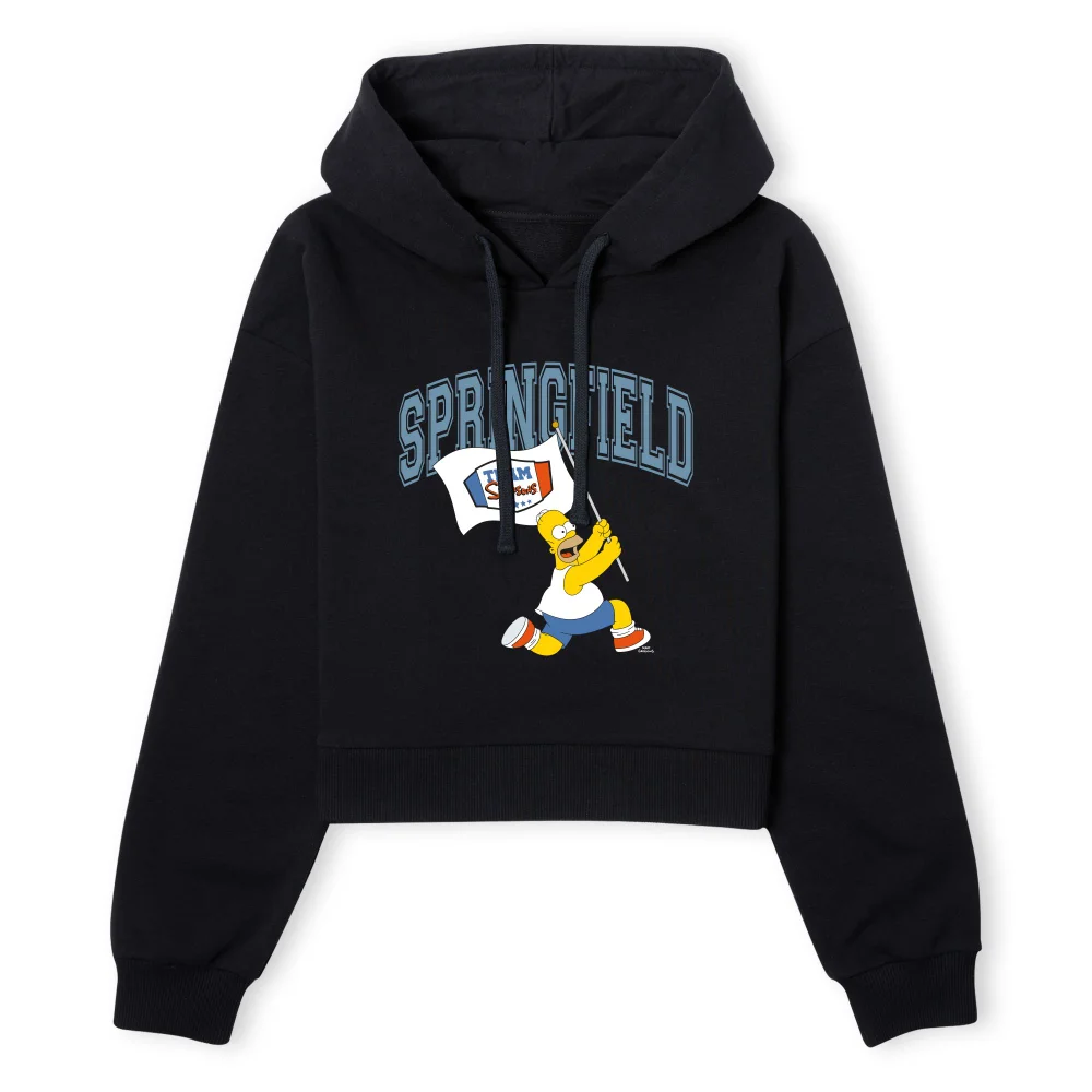 The Simpsons Springfield Team Women's Cropped Hoodie - Black - XS - Schwarz Bild 1