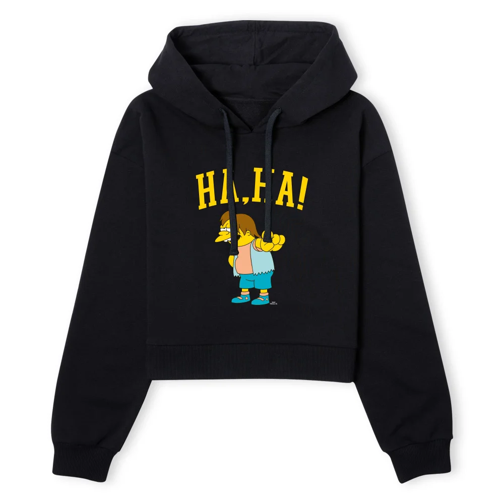 The Simpsons Nelson Ha Ha Women's Cropped Hoodie - Black - XS - Schwarz Bild 1