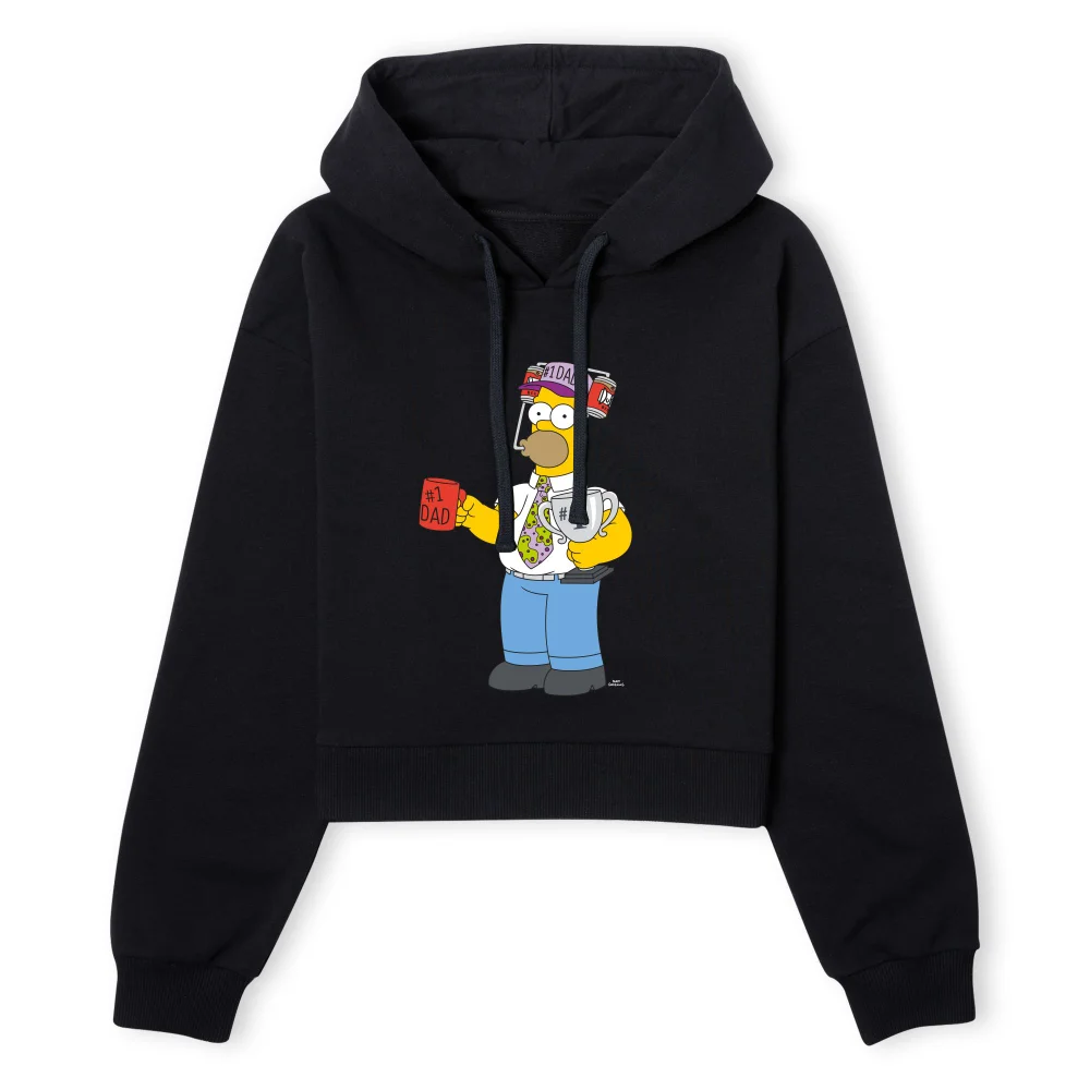 The Simpsons Homer Number 1 Dad Women's Cropped Hoodie - Black - XS - Schwarz Bild 1