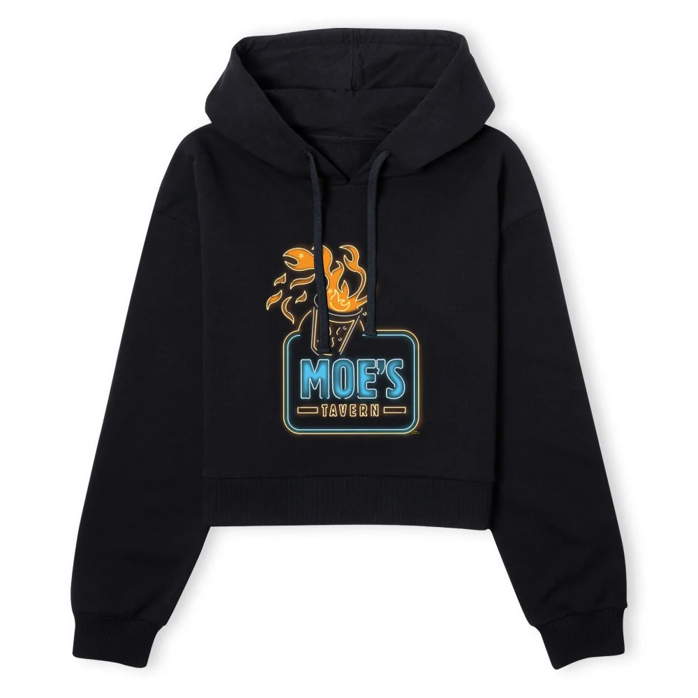 The Simpsons Moe's Tavern Neon Sign Women's Cropped Hoodie - Black - XS - Schwarz Bild 1