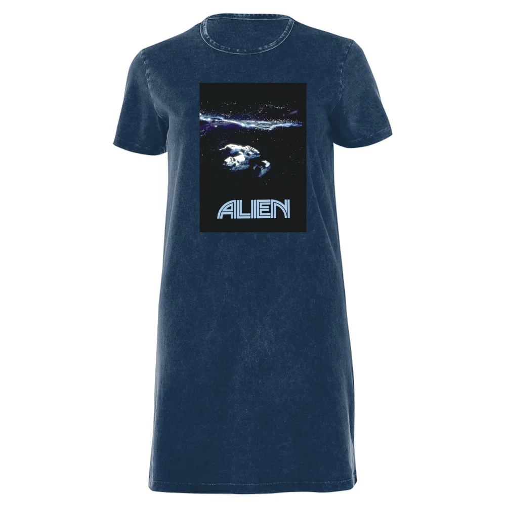 Alien Spacetravel Still Women's T-Shirt Dress - Navy Acid Wash - XXL - Navy Acid Wash Bild 1