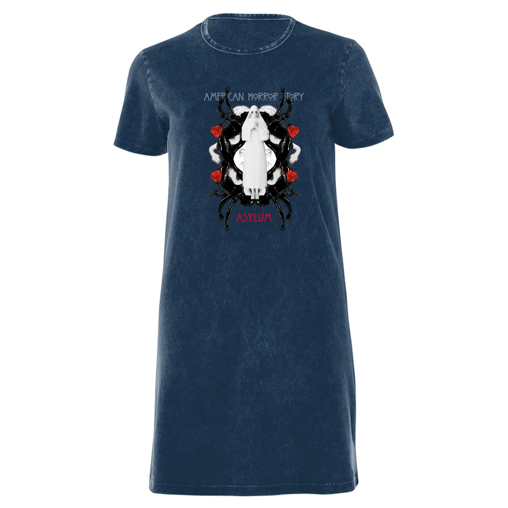 American Horror Story White Nun Women's T-Shirt Dress - Navy Acid Wash - XXL - Navy Acid Wash Bild 1