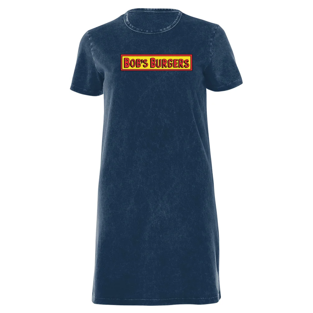 Bob's Burgers Block Logo Women's T-Shirt Dress - Navy Acid Wash - XXL - Navy Acid Wash Bild 1