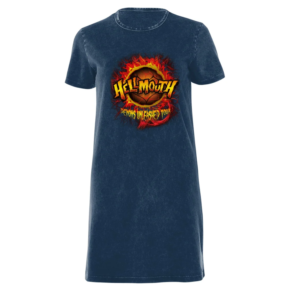 Buffy The Vampire Slayer Hellmouth Tour Women's T-Shirt Dress - Navy Acid Wash - XXL - Navy Acid Wash Bild 1