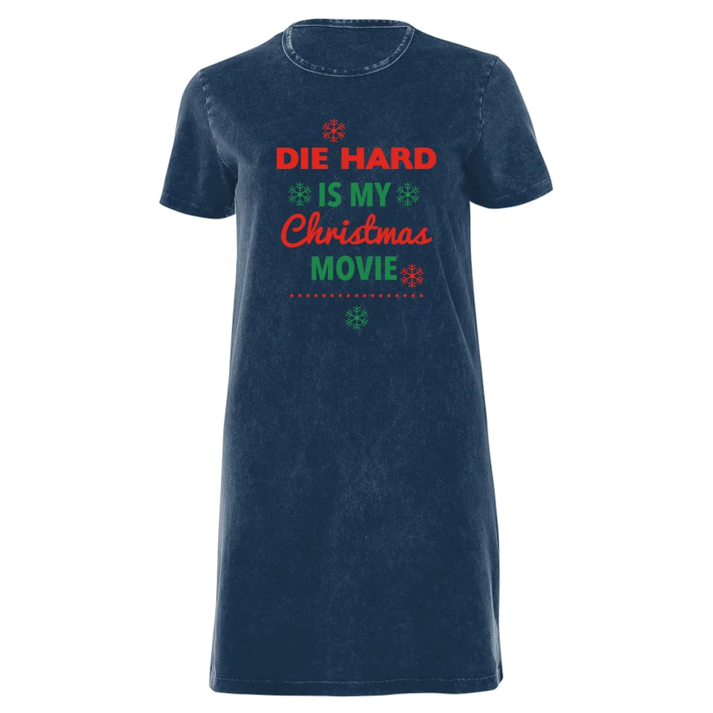 Die Hard Christmas Movie Women's T-Shirt Dress - Navy Acid Wash - XXL - Navy Acid Wash Bild 1