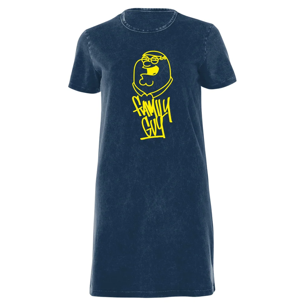 Family Guy Yellow Pete Women's T-Shirt Dress - Navy Acid Wash - XXL - Navy Acid Wash Bild 1