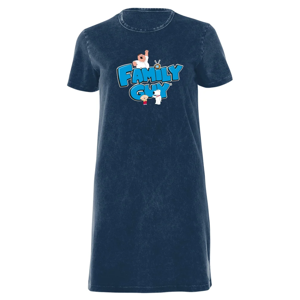 Family Guy Character Logo Women's T-Shirt Dress - Navy Acid Wash - XXL - Navy Acid Wash Bild 1