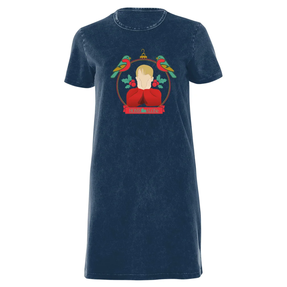 Home Alone Christmas Bauble Women's T-Shirt Dress - Navy Acid Wash - XXL - Navy Acid Wash Bild 1