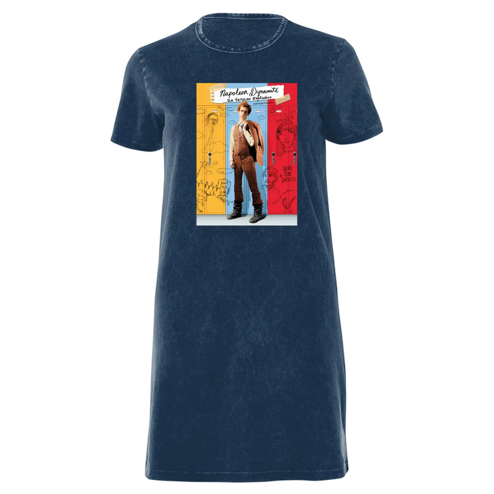 Napoleon Dynamite Poster Women's T-Shirt Dress - Navy Acid Wash - XXL - Navy Acid Wash Bild 1