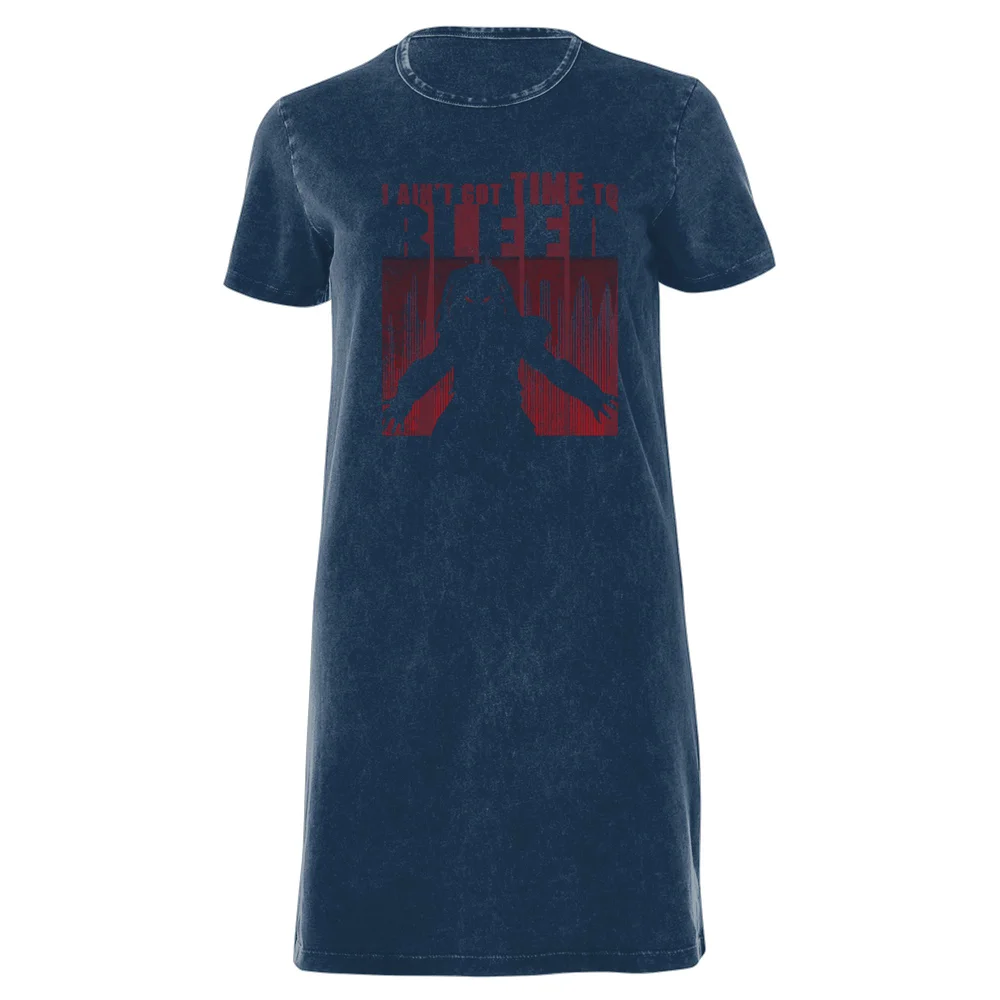 Predator Time To Bleed Women's T-Shirt Dress - Navy Acid Wash - XXL - Navy Acid Wash Bild 1