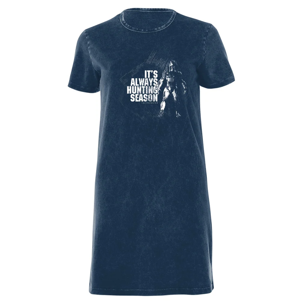 Predator Always Hunting Season Women's T-Shirt Dress - Navy Acid Wash - XXL - Navy Acid Wash Bild 1