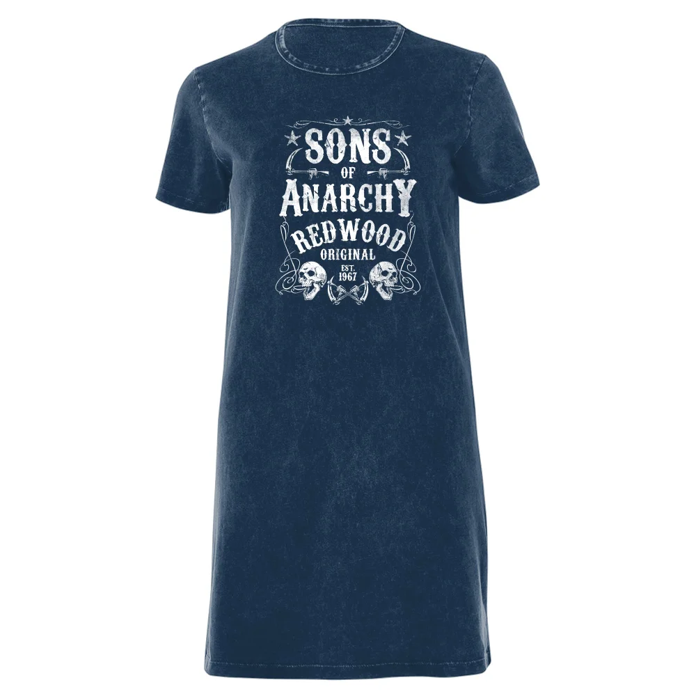 Sons of Anarchy Redwood Original Women's T-Shirt Dress - Navy Acid Wash - XXL - Navy Acid Wash Bild 1