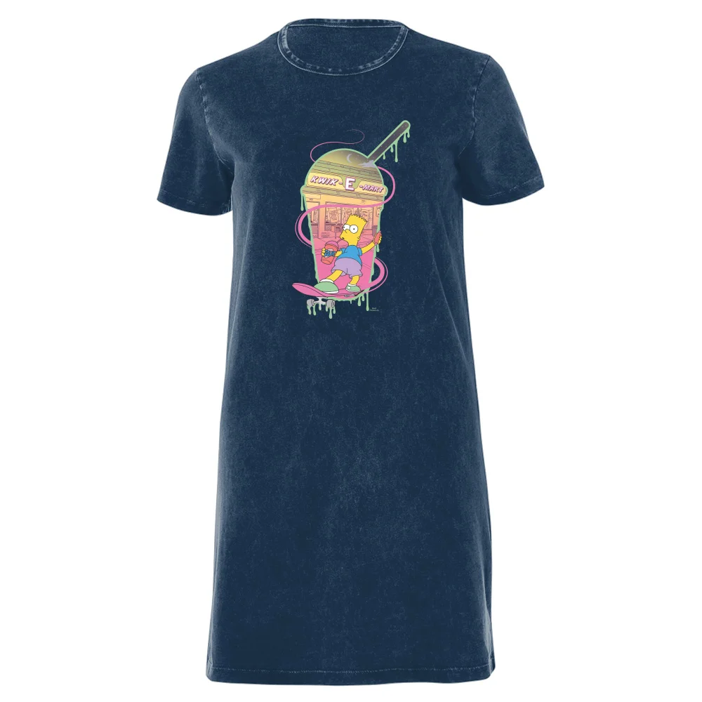 The Simpsons Squishee Women's T-Shirt Dress - Navy Acid Wash - XXL - Navy Acid Wash Bild 1