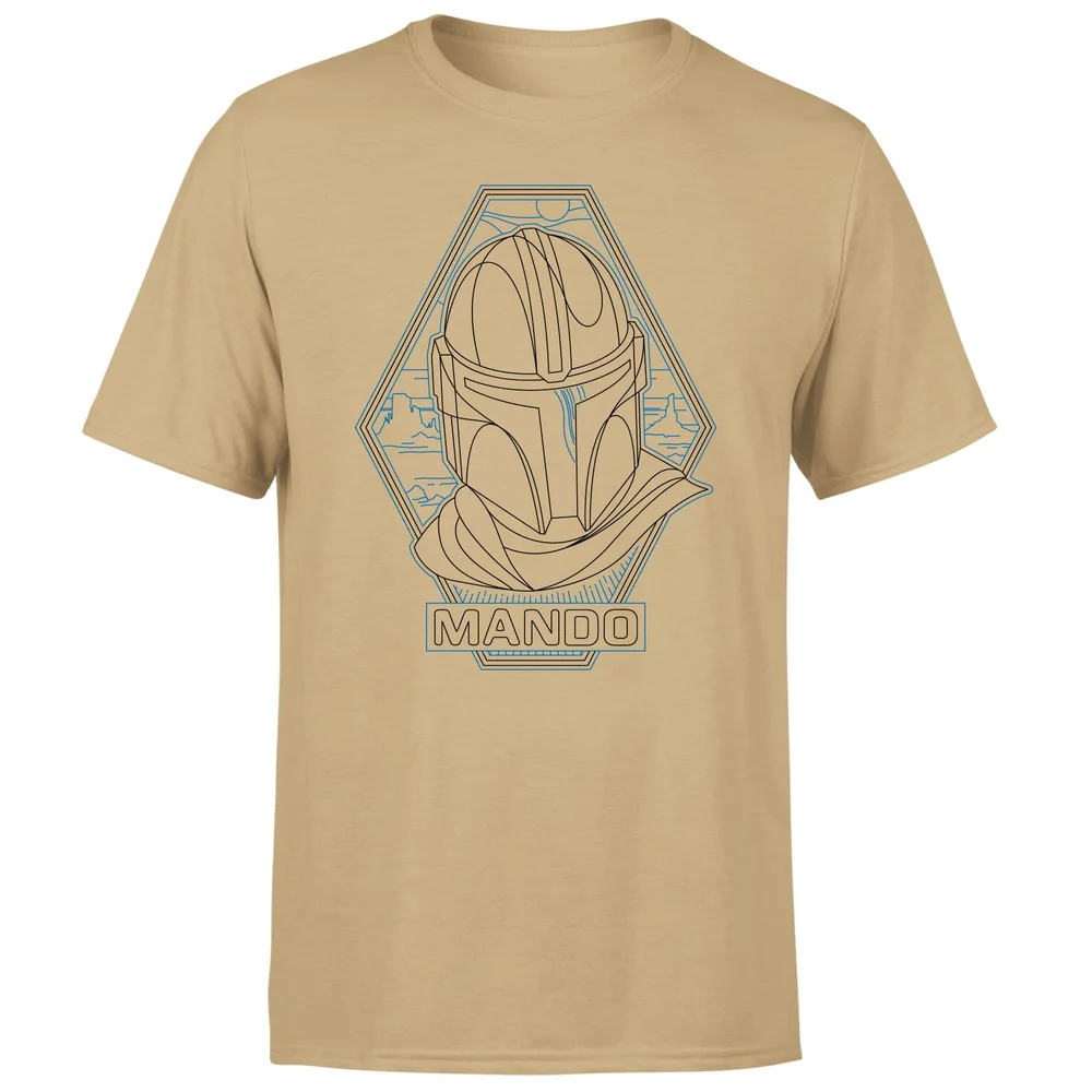 Star Wars The Mandalorian Mando Line Art Badge Men's T-Shirt - Tan - S Bild 1